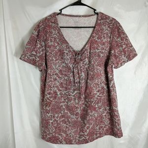 Lane Bryant Relaxed Fit Cotton Top Red and Gray